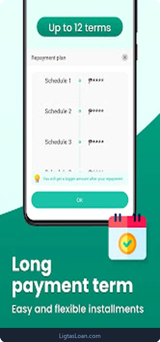 MocaMoca app: repayment schedule, up to 12 terms